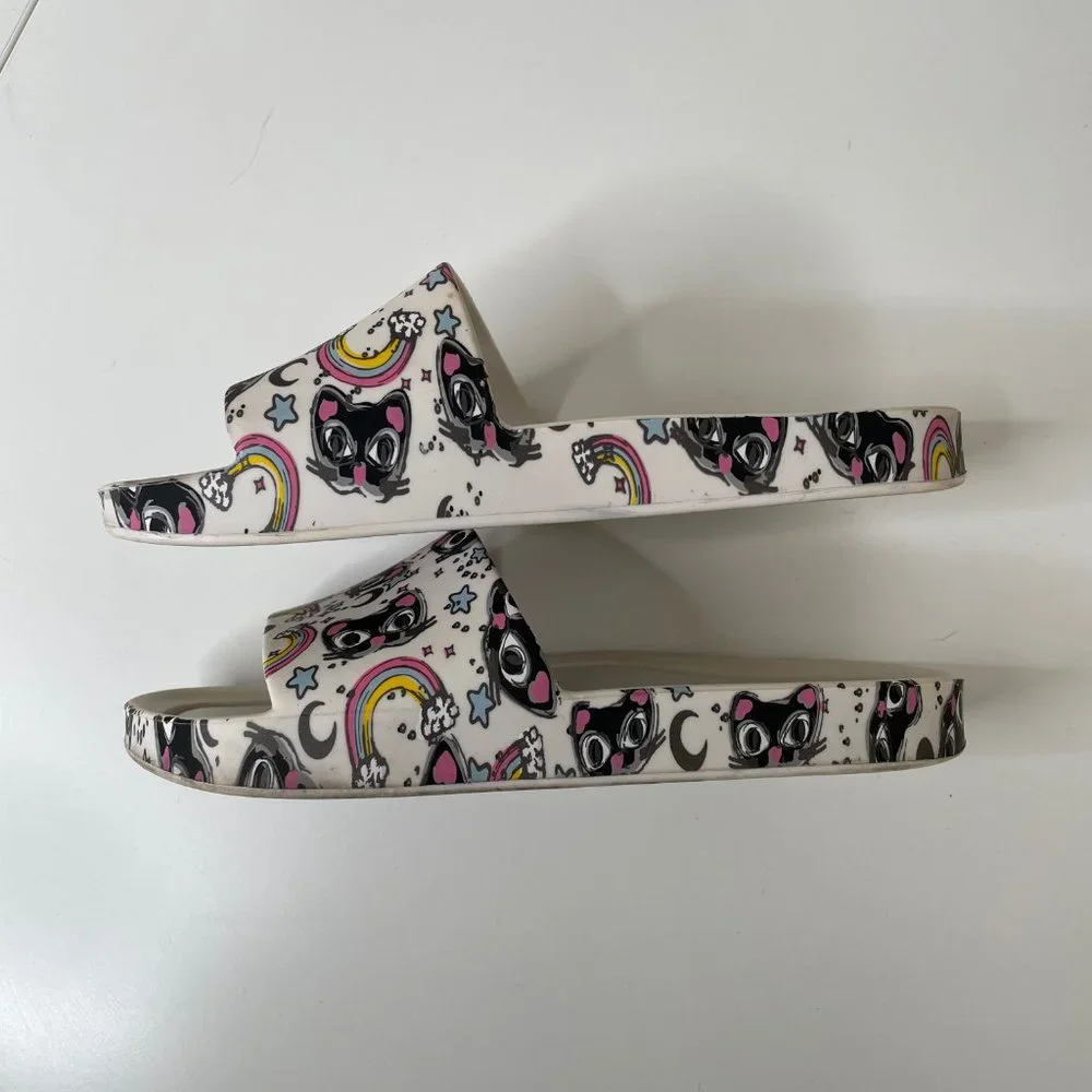 Melissa Girls Cat Kitty Rainbow Slip On Slides